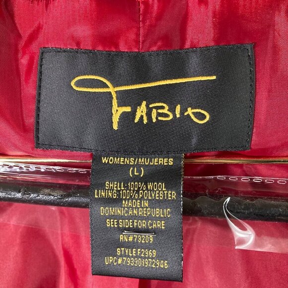 Womens Vintage Fabio Wool Pea Coat Lined Red‎ L - Picture 6 of 8